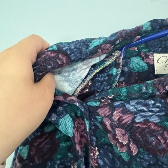 Vintage Christopher & Banks Jewel Tone 90s Floral Button Down Shirt Size Large - Picture 7 of 7